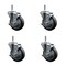 Service Caster 4'' Thermo Rubber Swivel 7/16'' Grip Ring Stem Caster Set with Brake, 4PK SCC-GR20S414-TPRB-TLB-716138-4 - alternate 1